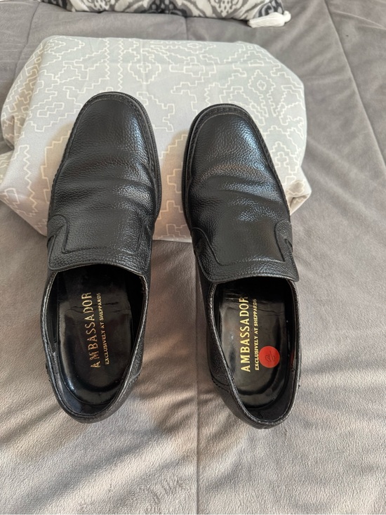 Ambassador men’s hand crafted Black Pebbled Leather formal dress Loafers Sz 9D main image 10